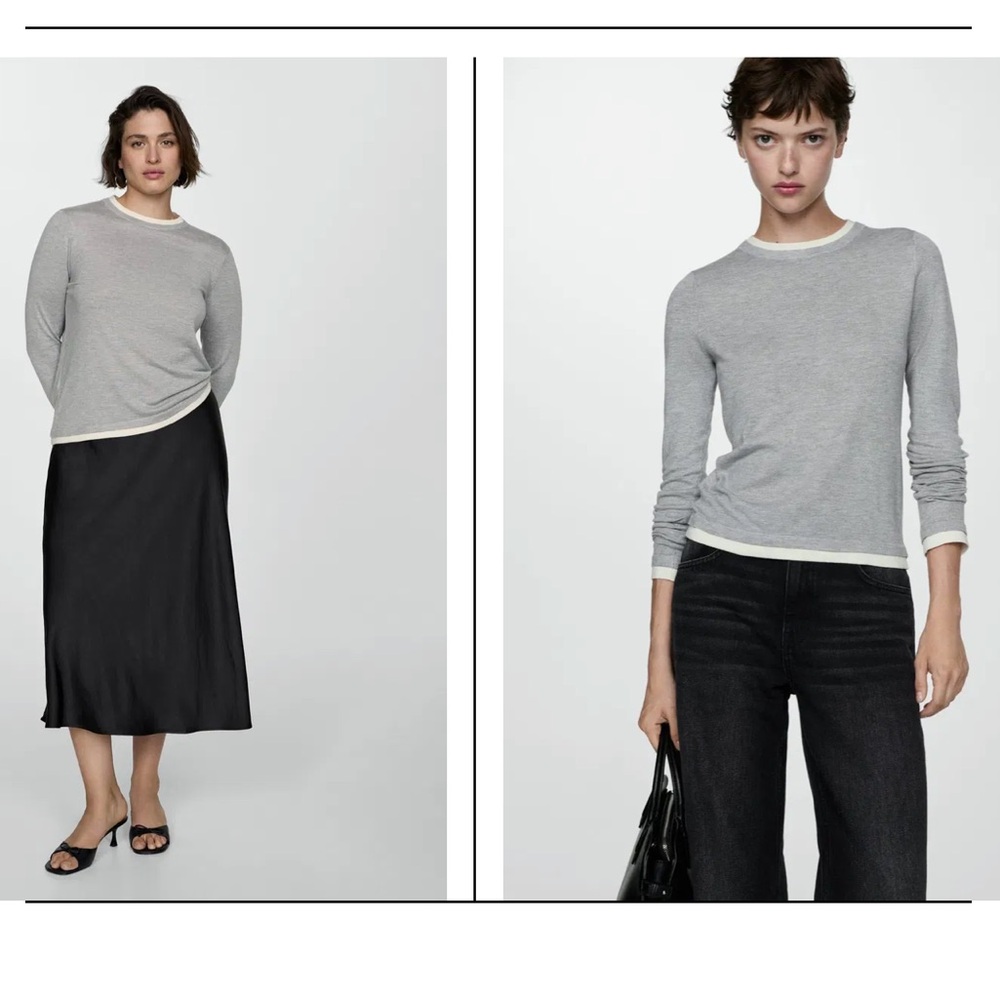 Mango Gray and White Women's Sweater